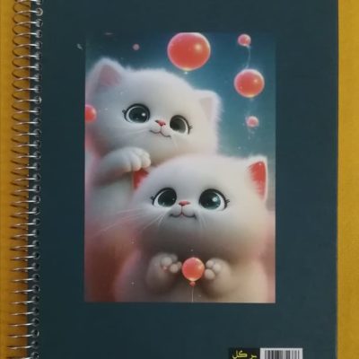 دفتر مشق 100برگ جلد سخت سه بعدی طرح گربه کیوت